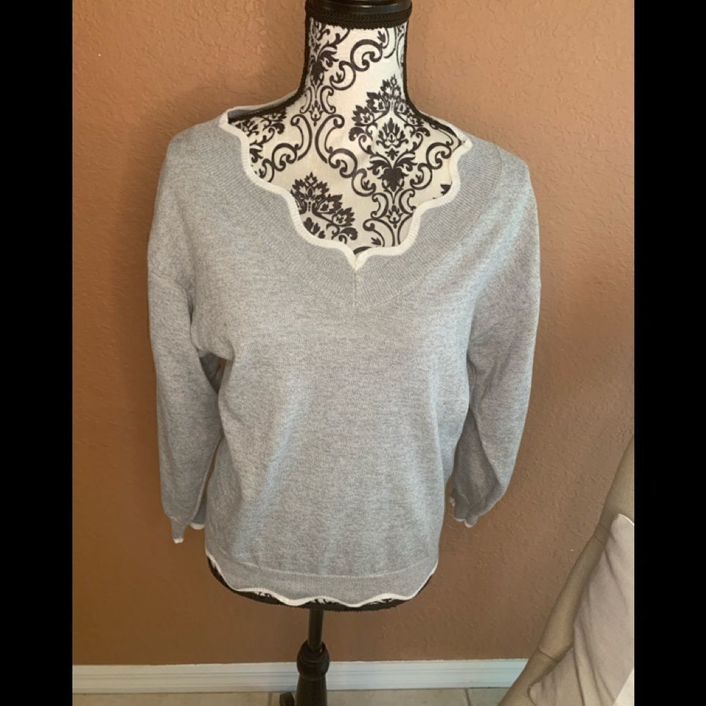Misslook Grey Scalloped Sweater size M